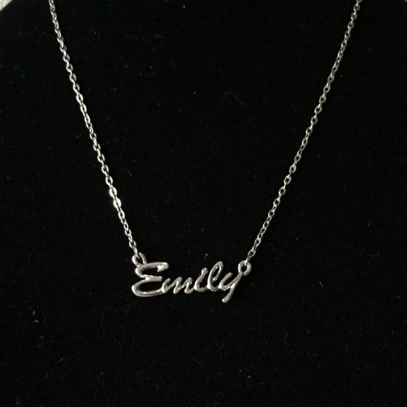 Emily Cursive Name Necklace Silver - Picture 2 of 5